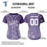 Stars Purple Custom Full Button Baseball Jersey for Women